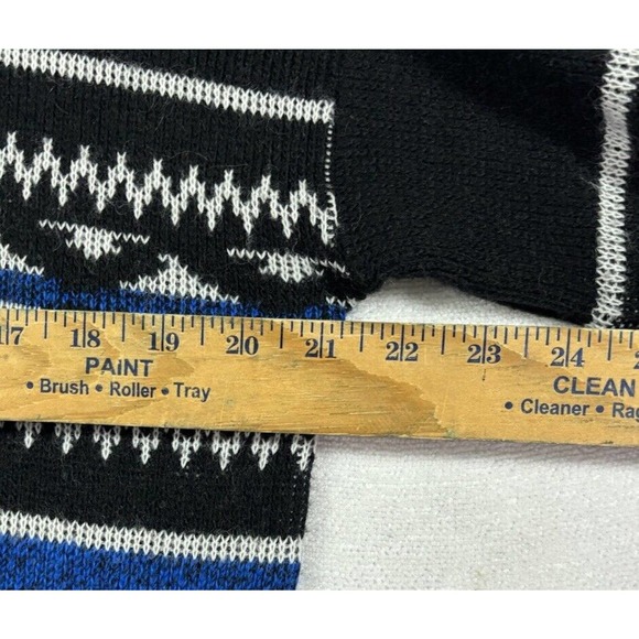 Sweater Graphix Sweater Mens XL Pullover Acrylic Vintage 90s Black Blue - Picture 4 of 7